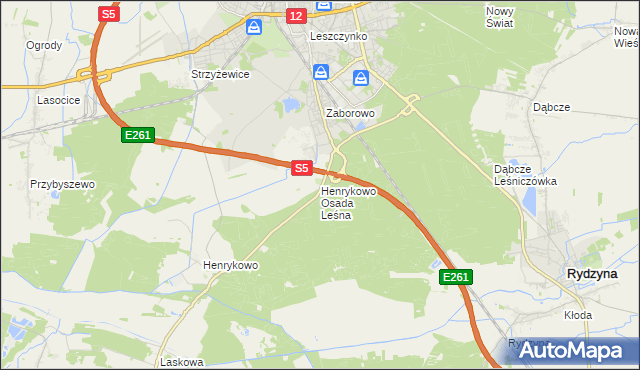 mapa Henrykowo Osada Leśna, Henrykowo Osada Leśna na mapie Targeo