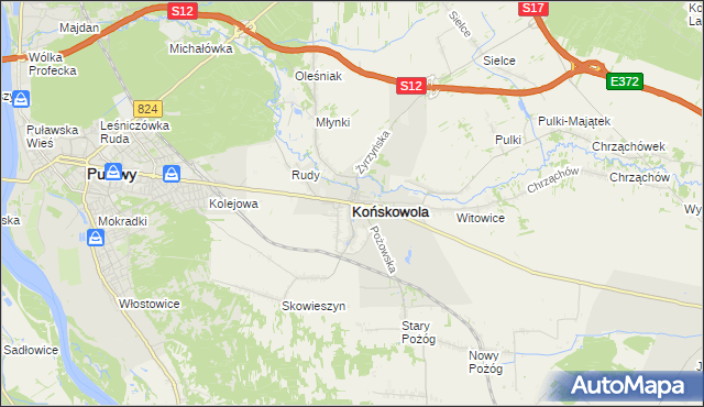 mapa Końskowola, Końskowola na mapie Targeo