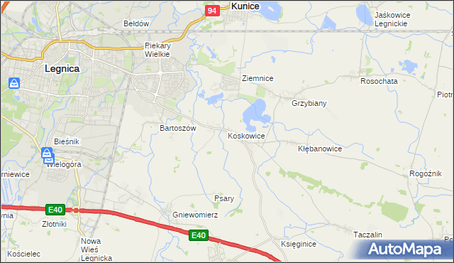 mapa Koskowice, Koskowice na mapie Targeo