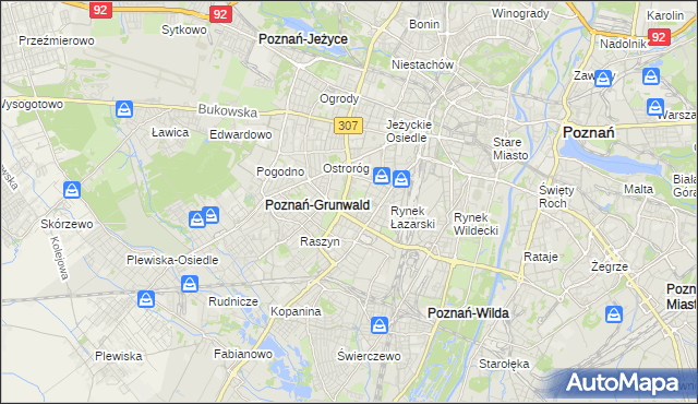 mapa Łazarz gmina Poznań, Łazarz gmina Poznań na mapie Targeo