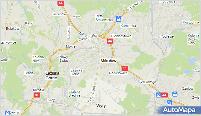 mapa Mikołów, Mikołów na mapie Targeo