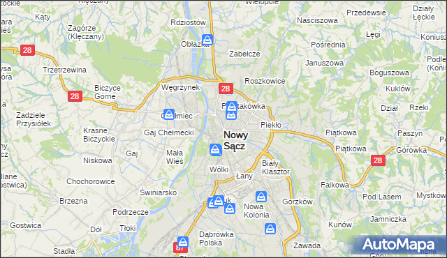 mapa Nowego Sącza, Nowy Sącz na mapie Targeo