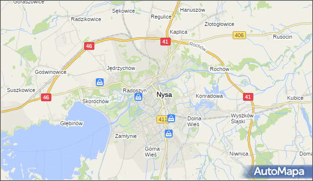 mapa Nysy, Nysa na mapie Targeo