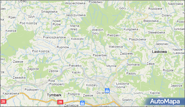 mapa Pasierbiec, Pasierbiec na mapie Targeo