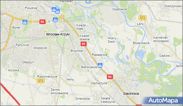 mapa Radwanice gmina Siechnice, Radwanice gmina Siechnice na mapie Targeo