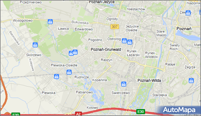mapa Raszyn gmina Poznań, Raszyn gmina Poznań na mapie Targeo