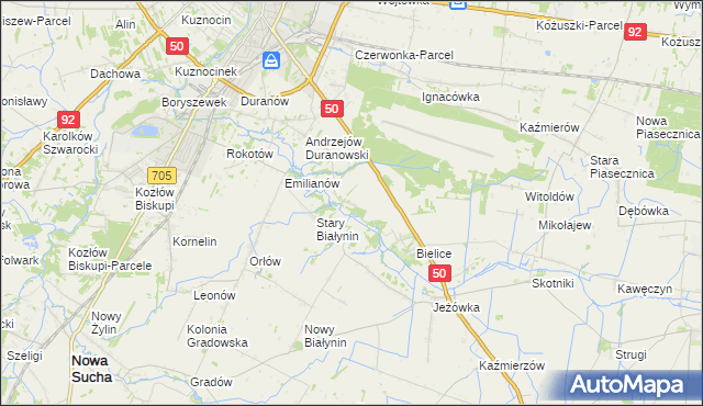 mapa Sielice, Sielice na mapie Targeo