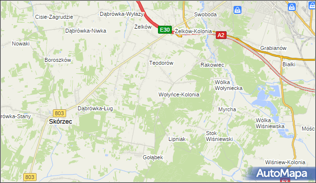 mapa Wołyńce-Kolonia, Wołyńce-Kolonia na mapie Targeo