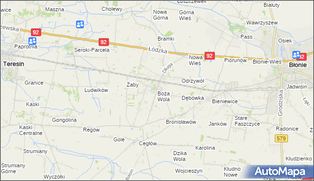 mapa Boża Wola gmina Baranów, Boża Wola gmina Baranów na mapie Targeo