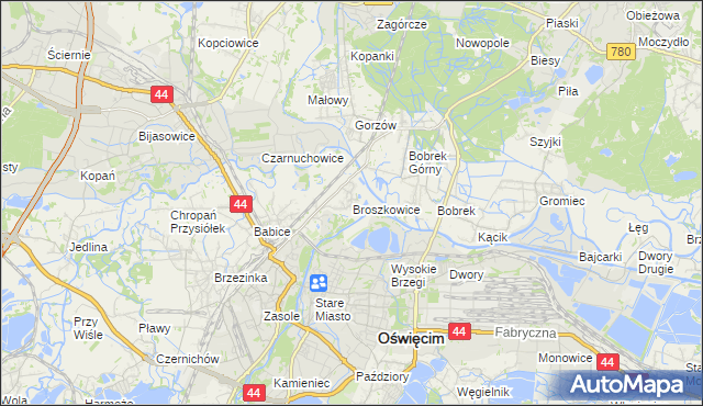 mapa Broszkowice, Broszkowice na mapie Targeo