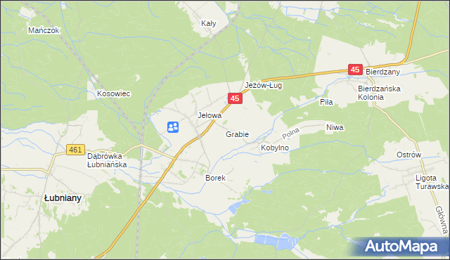 mapa Grabie gmina Łubniany, Grabie gmina Łubniany na mapie Targeo