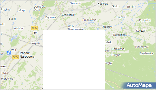 mapa Knapy gmina Baranów Sandomierski, Knapy gmina Baranów Sandomierski na mapie Targeo