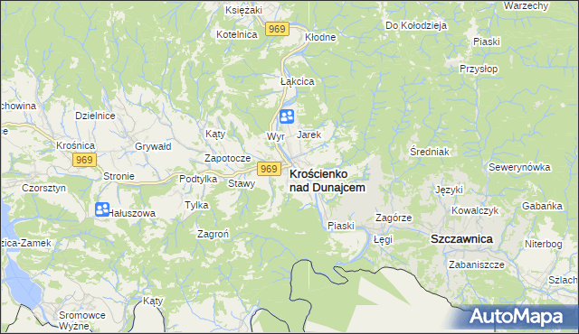 mapa Krościenko nad Dunajcem, Krościenko nad Dunajcem na mapie Targeo