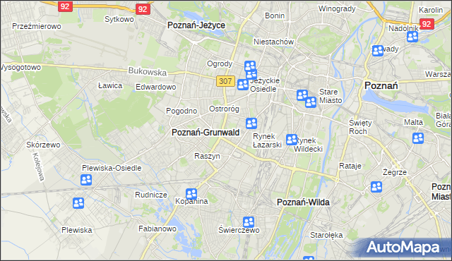 mapa Łazarz gmina Poznań, Łazarz gmina Poznań na mapie Targeo