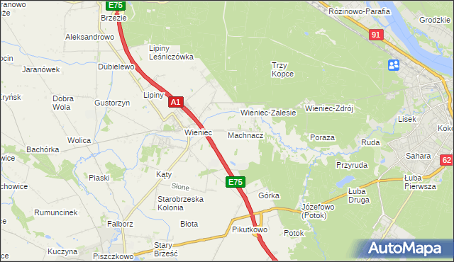 mapa Machnacz gmina Brześć Kujawski, Machnacz gmina Brześć Kujawski na mapie Targeo