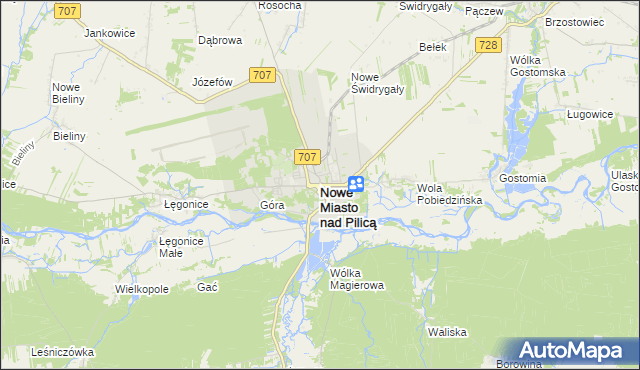 mapa Nowe Miasto nad Pilicą, Nowe Miasto nad Pilicą na mapie Targeo