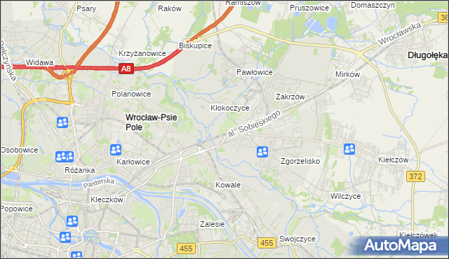 mapa Psie Pole gmina Wrocław, Psie Pole gmina Wrocław na mapie Targeo