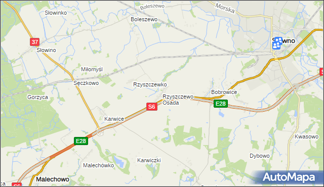mapa Rzyszczewo Osada, Rzyszczewo Osada na mapie Targeo