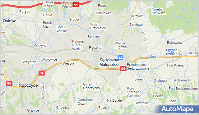 mapa Sędziszów Małopolski, Sędziszów Małopolski na mapie Targeo