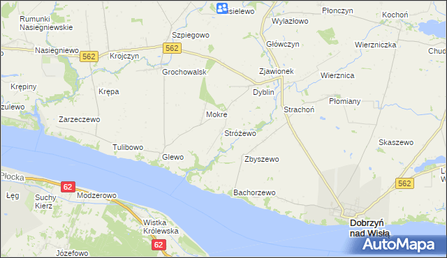 mapa Stróżewo gmina Dobrzyń nad Wisłą, Stróżewo gmina Dobrzyń nad Wisłą na mapie Targeo