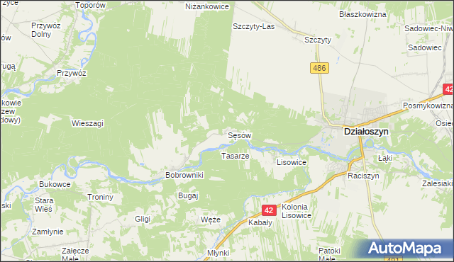 mapa Sęsów, Sęsów na mapie Targeo