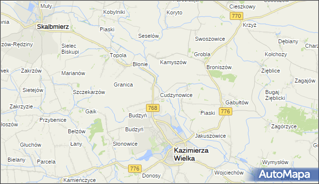 mapa Cudzynowice, Cudzynowice na mapie Targeo