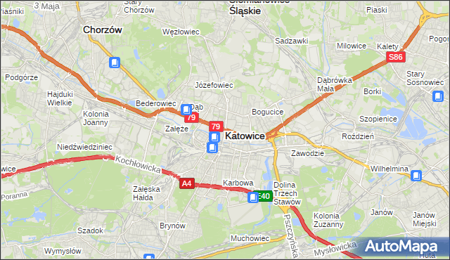 mapa Katowic, Katowice na mapie Targeo