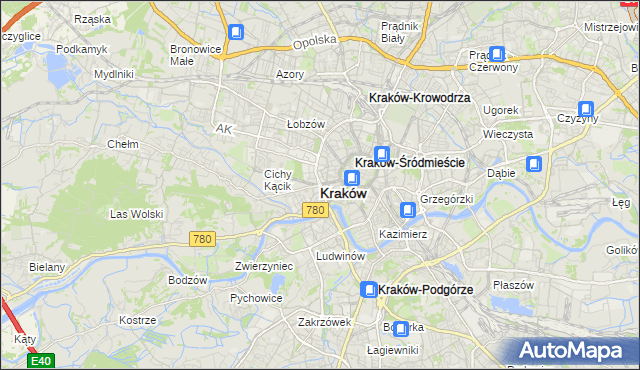 mapa Krakowa, Kraków na mapie Targeo