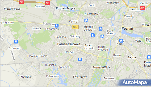 mapa Łazarz gmina Poznań, Łazarz gmina Poznań na mapie Targeo