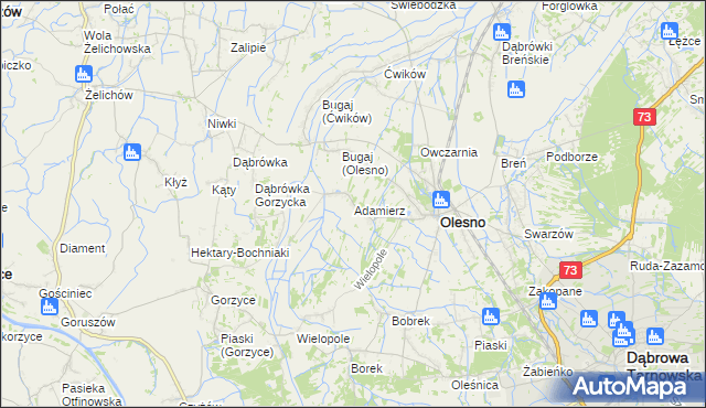 mapa Adamierz gmina Olesno, Adamierz gmina Olesno na mapie Targeo