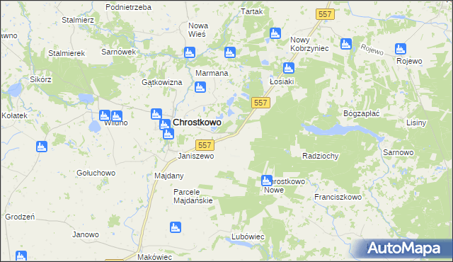 mapa Adamowo gmina Chrostkowo, Adamowo gmina Chrostkowo na mapie Targeo
