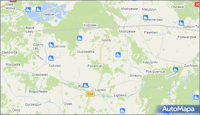 mapa Adamowo gmina Mochowo, Adamowo gmina Mochowo na mapie Targeo