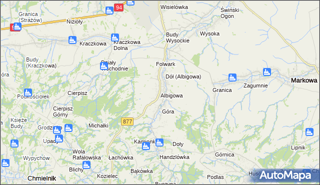 mapa Albigowa, Albigowa na mapie Targeo