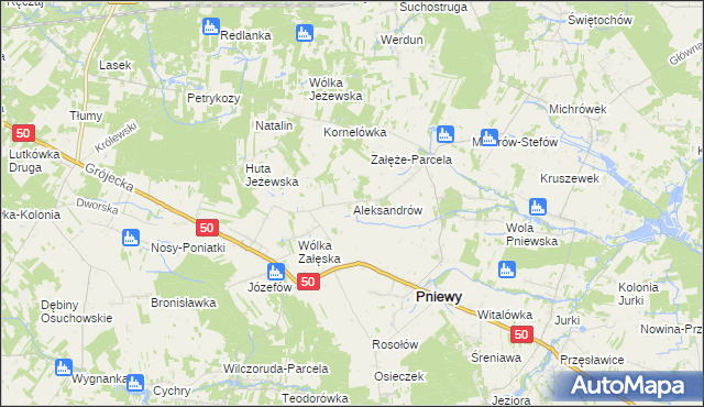 mapa Aleksandrów gmina Pniewy, Aleksandrów gmina Pniewy na mapie Targeo