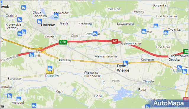 mapa Aleksandrówka gmina Dębe Wielkie, Aleksandrówka gmina Dębe Wielkie na mapie Targeo