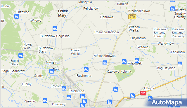 mapa Aleksandrówka gmina Koło, Aleksandrówka gmina Koło na mapie Targeo