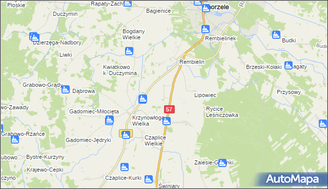 mapa Aleksandrowo gmina Chorzele, Aleksandrowo gmina Chorzele na mapie Targeo