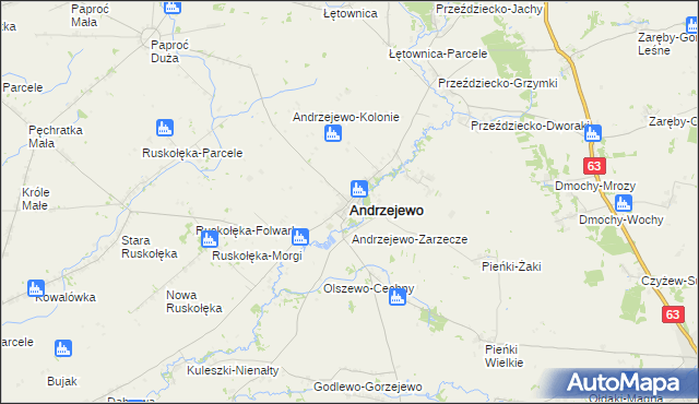 mapa Andrzejewo powiat ostrowski, Andrzejewo powiat ostrowski na mapie Targeo