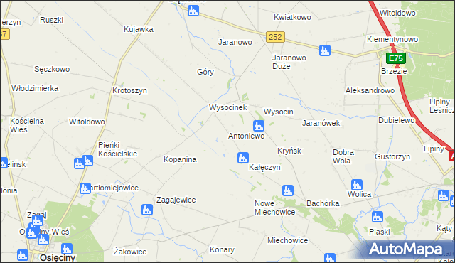 mapa Antoniewo gmina Bądkowo, Antoniewo gmina Bądkowo na mapie Targeo
