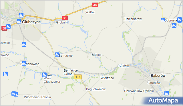 mapa Babice gmina Baborów, Babice gmina Baborów na mapie Targeo