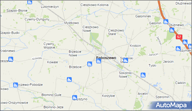 mapa Baboszewo, Baboszewo na mapie Targeo