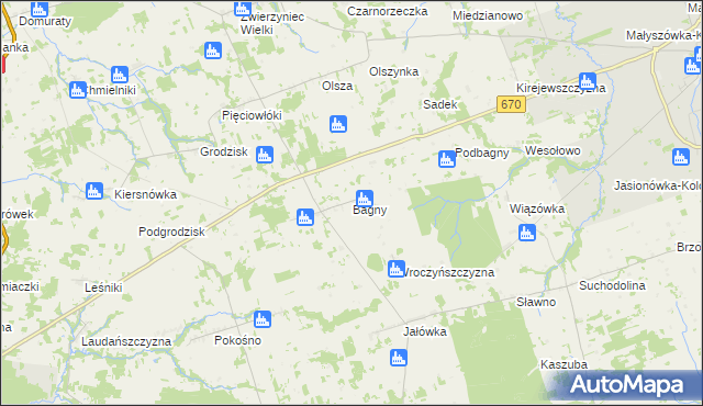 mapa Bagny, Bagny na mapie Targeo