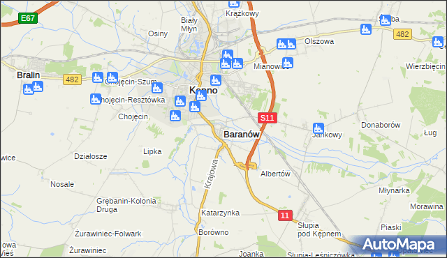 mapa Baranów powiat kępiński, Baranów powiat kępiński na mapie Targeo