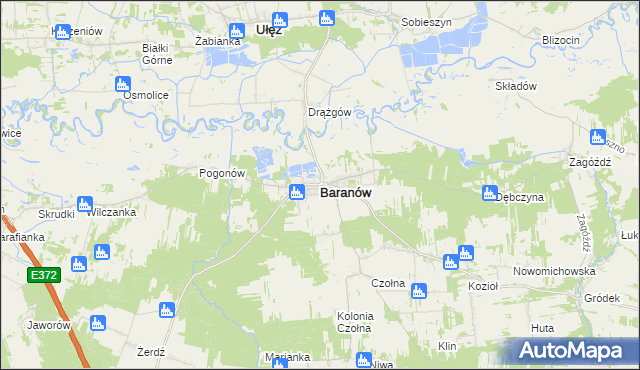 mapa Baranów powiat puławski, Baranów powiat puławski na mapie Targeo