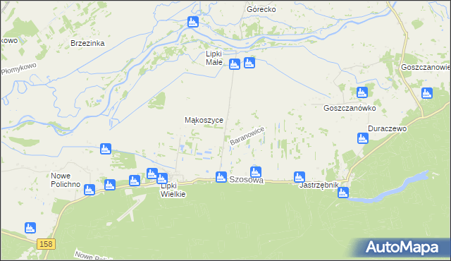 mapa Baranowice gmina Santok, Baranowice gmina Santok na mapie Targeo