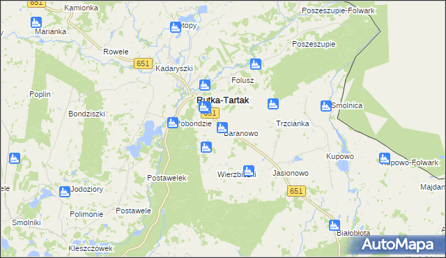 mapa Baranowo gmina Rutka-Tartak, Baranowo gmina Rutka-Tartak na mapie Targeo