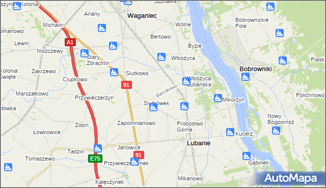 mapa Barcikowo gmina Lubanie, Barcikowo gmina Lubanie na mapie Targeo