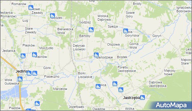 mapa Bartodzieje gmina Jastrzębia, Bartodzieje gmina Jastrzębia na mapie Targeo