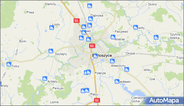 mapa Bartoszyce, Bartoszyce na mapie Targeo