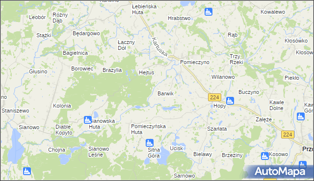 mapa Barwik, Barwik na mapie Targeo